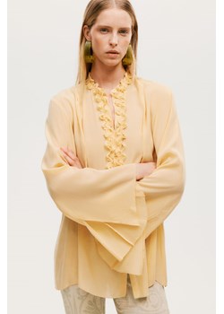 H & M - Zdobiona bluzka z domieszką jedwabiu - Żółty ze sklepu H&M w kategorii Bluzki damskie - zdjęcie 173339700