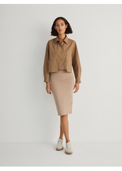 Reserved - Gładka spódnica midi - beżowy ze sklepu Reserved w kategorii Spódnice - zdjęcie 173352160