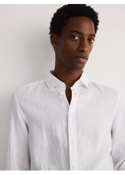 Reserved - Lniana koszula regular fit - biały ze sklepu Reserved w kategorii Koszule męskie - zdjęcie 173352254