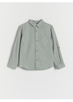 Reserved - Koszula z lnem - jasnozielony ze sklepu Reserved w kategorii Koszule chłopięce - zdjęcie 173352511
