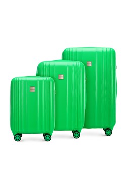 Zestaw walizek z polikarbonu plaster miodu zielony ze sklepu WITTCHEN w kategorii Walizki - zdjęcie 173352794