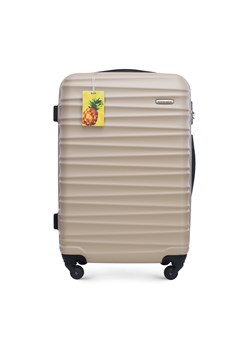 Średnia walizka z ABS - u z identyfikatorem beżowa ze sklepu WITTCHEN w kategorii Walizki - zdjęcie 173352831