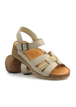 Skórzane sandały damskie  - Wasak 0719, beżowe ze sklepu ulubioneobuwie w kategorii Sandały damskie - zdjęcie 173354610