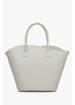 Estro: Szara torebka damska typu shopper z włoskiej skóry naturalnej Premium ze sklepu Estro w kategorii Torby Shopper bag - zdjęcie 173354634