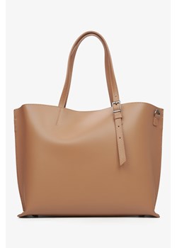 Estro: Brązowa torebka damska typu shopper z włoskiej skóry naturalnej ze sklepu Estro w kategorii Torby Shopper bag - zdjęcie 173354640