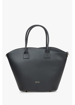 Estro: Czarna torebka damska typu shopper z włoskiej skóry naturalnej Premium ER00115075 ze sklepu Estro w kategorii Torby Shopper bag - zdjęcie 173354653