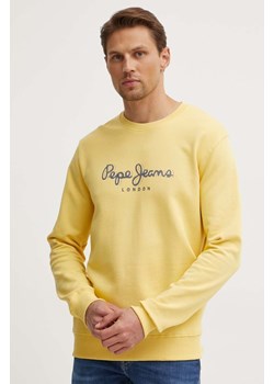 Pepe Jeans bluza bawełniana SAUL CREW męska kolor żółty z nadrukiem PM582702 ze sklepu ANSWEAR.com w kategorii Bluzy męskie - zdjęcie 173354900