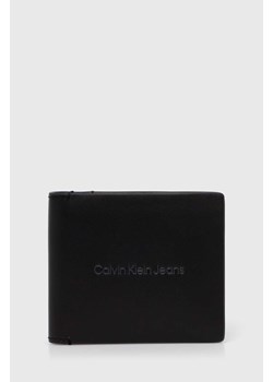 Calvin Klein Jeans portfel skórzany damski kolor czarny K50K512059 ze sklepu ANSWEAR.com w kategorii Portfele damskie - zdjęcie 173354951