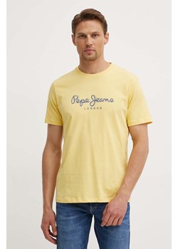 Pepe Jeans t-shirt bawełniany ABEL męski kolor żółty z nadrukiem PM509428 ze sklepu ANSWEAR.com w kategorii T-shirty męskie - zdjęcie 173355102