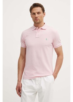 Polo Ralph Lauren polo bawełniane kolor różowy gładki 710536856 ze sklepu ANSWEAR.com w kategorii T-shirty męskie - zdjęcie 173355130