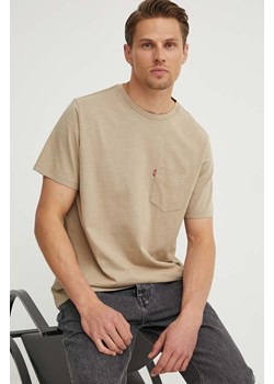 Levi&apos;s t-shirt bawełniany męski kolor beżowy z nadrukiem ze sklepu ANSWEAR.com w kategorii T-shirty męskie - zdjęcie 173355252
