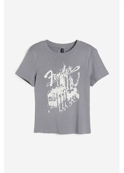 H & M - T-shirt z nadrukiem - Szary ze sklepu H&M w kategorii Bluzki damskie - zdjęcie 173355541