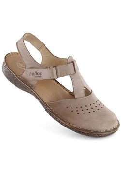 Skórzane sandały damskie komfortowe pełne beżowe Helios 128.02 beżowy ze sklepu ButyModne.pl w kategorii Sandały damskie - zdjęcie 173355592