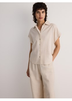 Reserved - Koszula z lnem - beżowy ze sklepu Reserved w kategorii Koszule damskie - zdjęcie 173360063
