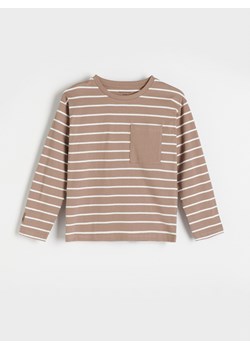 Reserved - Koszulka longsleeve w paski - brązowy ze sklepu Reserved w kategorii T-shirty chłopięce - zdjęcie 173360410