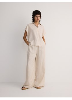Reserved - Spodnie z lnem - beżowy ze sklepu Reserved w kategorii Spodnie damskie - zdjęcie 173360570