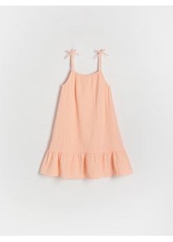 Reserved - Muślinowa sukienka na ramiączkach - pomarańczowy ze sklepu Reserved w kategorii Sukienki dziewczęce - zdjęcie 173360711