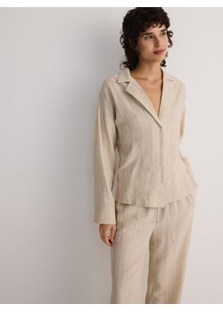 Reserved - Koszula oversize z lnem oraz wiskozą - beżowy ze sklepu Reserved w kategorii Koszule damskie - zdjęcie 173360914