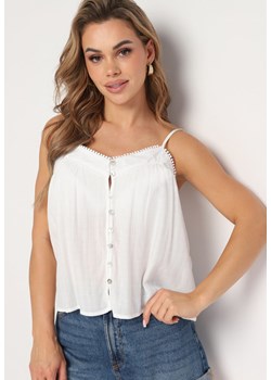 Biały Top Koszulka na Regulowanych Ramiączkach Zapinana na Guziki Olapia ze sklepu Born2be Odzież w kategorii Bluzki damskie - zdjęcie 173361520