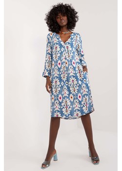Letnia niebieska sukienka midi Sublevel z kolorowym wzorem ze sklepu 5.10.15 w kategorii Sukienki - zdjęcie 173362050