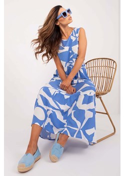 Letnia sukienka maxi z wiskozy Sublevel biało-niebieska ze sklepu 5.10.15 w kategorii Sukienki - zdjęcie 173362070