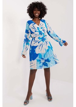 Plisowana sukienka niebieska z bufiastymi rękawami ze sklepu 5.10.15 w kategorii Sukienki - zdjęcie 173362072