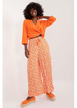 Letnie spodnie damskie z wiskozy Sublevel pomarańczowe ze sklepu 5.10.15 w kategorii Spodnie damskie - zdjęcie 173362120
