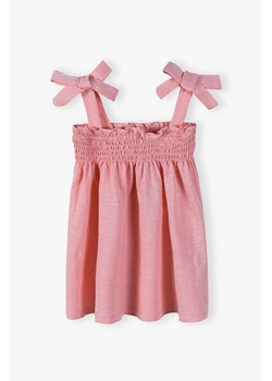 Bawełniany T-shirt bez rękawów dla dziewczynki - różowy ze sklepu 5.10.15 w kategorii Bluzki dziewczęce - zdjęcie 173362124