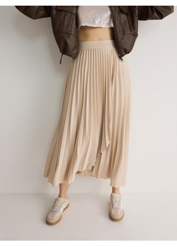 Reserved - Plisowana spódnica midi - kremowy ze sklepu Reserved w kategorii Spódnice - zdjęcie 173363063