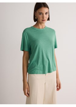 Reserved - T-shirt z wiskozą i lnem - jasnozielony ze sklepu Reserved w kategorii Bluzki damskie - zdjęcie 173363492