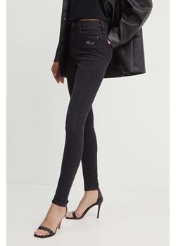 Karl Lagerfeld jeansy damskie kolor czarny 245W1101 ze sklepu ANSWEAR.com w kategorii Jeansy damskie - zdjęcie 173366413