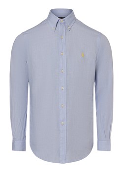 Polo Ralph Lauren Męska koszula lniana Mężczyźni Regular Fit len jasnoniebieski jednolity button down ze sklepu vangraaf w kategorii Koszule męskie - zdjęcie 173366721