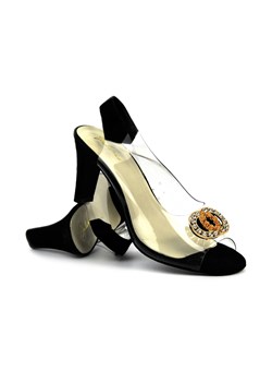 Sandały damskie z silikonową cholewką - YOLANDA 2112, czarne ze sklepu ulubioneobuwie w kategorii Sandały damskie - zdjęcie 173366893