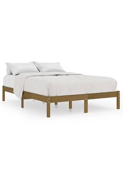 Małżeńskie drewniane łóżko miodowy brąz 140x200 cm - Vilmo 5X ze sklepu Edinos.pl w kategorii Łóżka i materace - zdjęcie 173367624