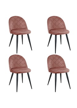 Komplet 4 różowych krzeseł z pikowanym oparciem - Eferos 4X ze sklepu Edinos.pl w kategorii Krzesła - zdjęcie 173367714