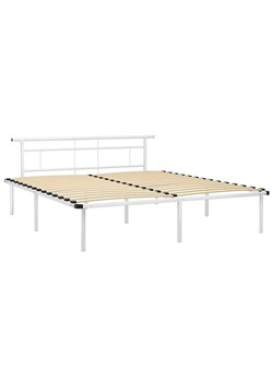 Białe metalowe łóżko małżeńskie 180x200 cm - Nikel ze sklepu Edinos.pl w kategorii Łóżka i materace - zdjęcie 173367810