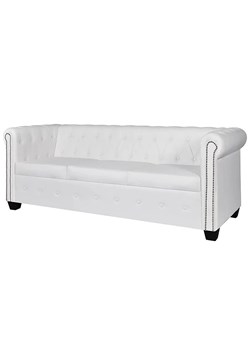 3-osobowa biała sofa w stylu Chesterfield - Xavier 3Q ze sklepu Edinos.pl w kategorii Sofy i kanapy - zdjęcie 173367942