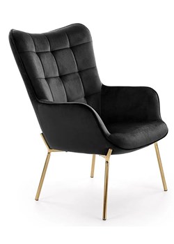 Pikowany fotel do sypialni Zefir 3X - czarny ze sklepu Edinos.pl w kategorii Fotele - zdjęcie 173368002
