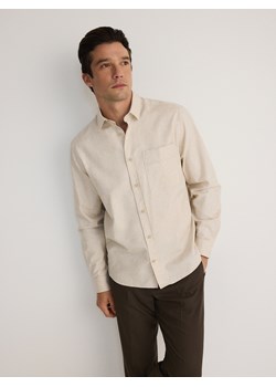 Reserved - Koszula boxy z domieszką lnu - beżowy ze sklepu Reserved w kategorii Koszule męskie - zdjęcie 173369401