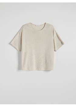 Reserved - Dzianinowa bluzka oversize z wiskozą - kremowy ze sklepu Reserved w kategorii Bluzki damskie - zdjęcie 173369654