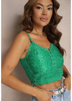 Zielony Bawełniany Top na Ramiączkach o Koronkowym Wykończeniu Zoridia ze sklepu Renee odzież w kategorii Bluzki damskie - zdjęcie 173371670