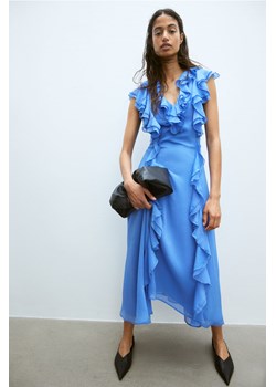 H & M - Szyfonowa sukienka z falbanami - Niebieski ze sklepu H&M w kategorii Sukienki - zdjęcie 173372262