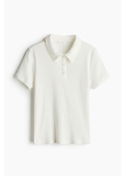H & M - Top polo w prążki - Biały ze sklepu H&M w kategorii Bluzki damskie - zdjęcie 173372340