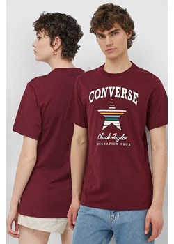 Converse t-shirt bawełniany kolor bordowy z nadrukiem ze sklepu ANSWEAR.com w kategorii T-shirty męskie - zdjęcie 173375663