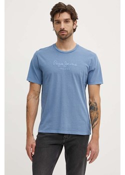 Pepe Jeans t-shirt bawełniany męski kolor niebieski z aplikacją ze sklepu ANSWEAR.com w kategorii T-shirty męskie - zdjęcie 173375713