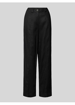 Spodnie lniane z szeroką nogawką z przeszytym kantem ze sklepu Peek&Cloppenburg  w kategorii Spodnie damskie - zdjęcie 173377414