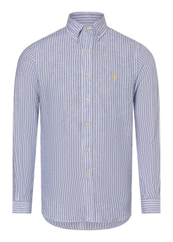 Polo Ralph Lauren Męska koszula lniana - Custom Fit Mężczyźni Slim Fit len jasnoniebieski w paski ze sklepu vangraaf w kategorii Koszule męskie - zdjęcie 173379643