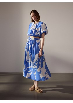 Reserved - Wzorzysta spódnica z modalu - niebieski ze sklepu Reserved w kategorii Spódnice - zdjęcie 173380602