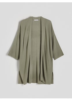Reserved - Długi kardigan z wiskozą - ciemnozielony ze sklepu Reserved w kategorii Swetry damskie - zdjęcie 173380980