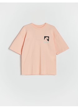 Reserved - T-shirt oversize z nadrukiem - brzoskwiniowy ze sklepu Reserved w kategorii T-shirty chłopięce - zdjęcie 173381351